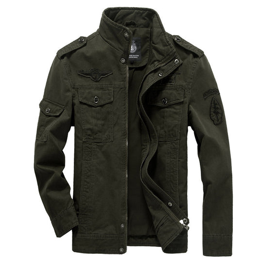 Herren Canvas-Utility-Fieldblouson mit Stehkragen, Epauletten und Multifunktions-Taschen Shop Nory