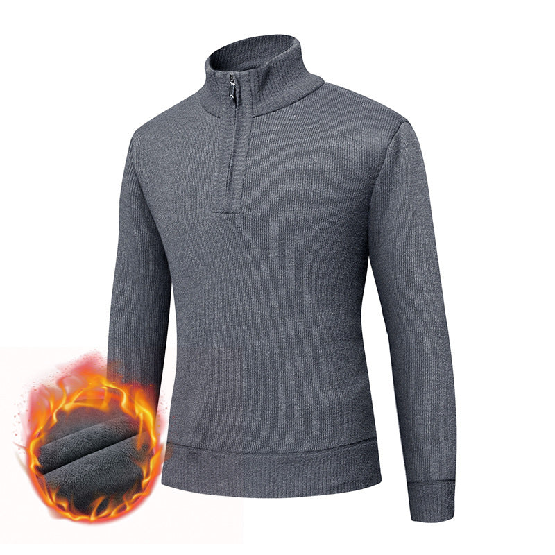 Herren Thermo-gefütterter Halbzip-Pullover mit Stehkragen und wärmender Fleece-Innenseite Shop Nory