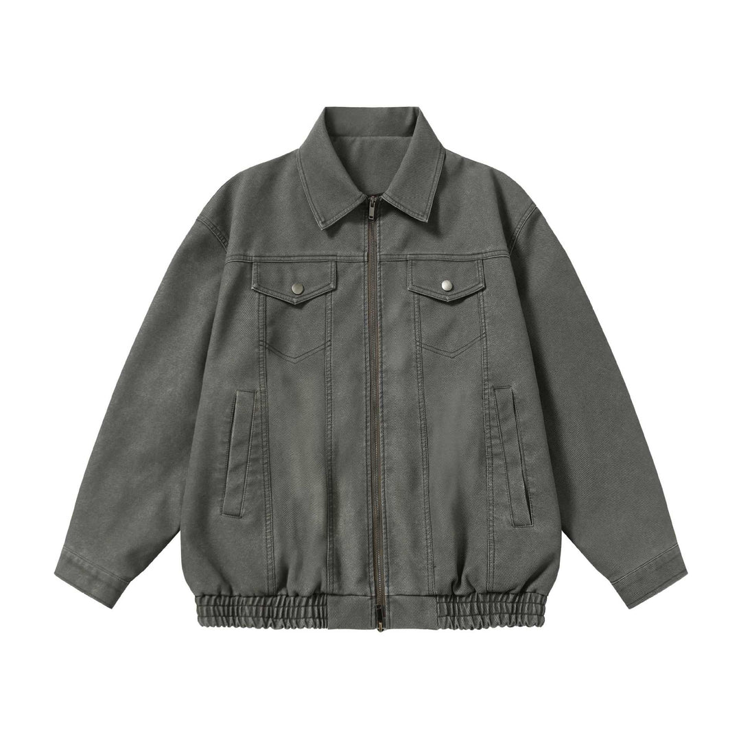 Unisex Boxy-Canvas-Zipblouson mit Hemdkragen und elastischem Saum Shop Nory