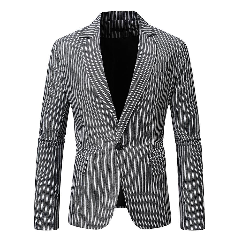 Herren gestreiftes Slim-Fit Sakko mit schmalem Revers und Single-Button Shop Nory