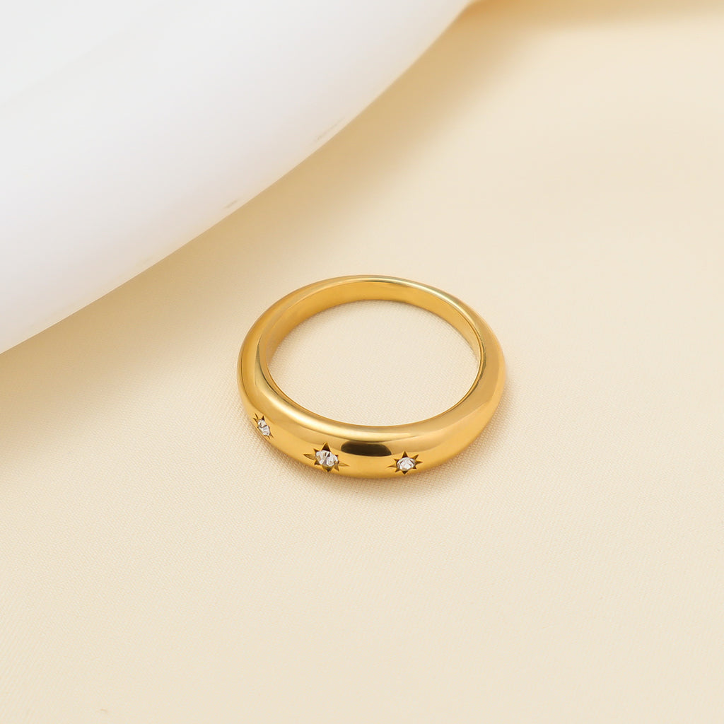 Damen Goldring mit funkelnden Sternen und klaren Kristallen Shop Nory