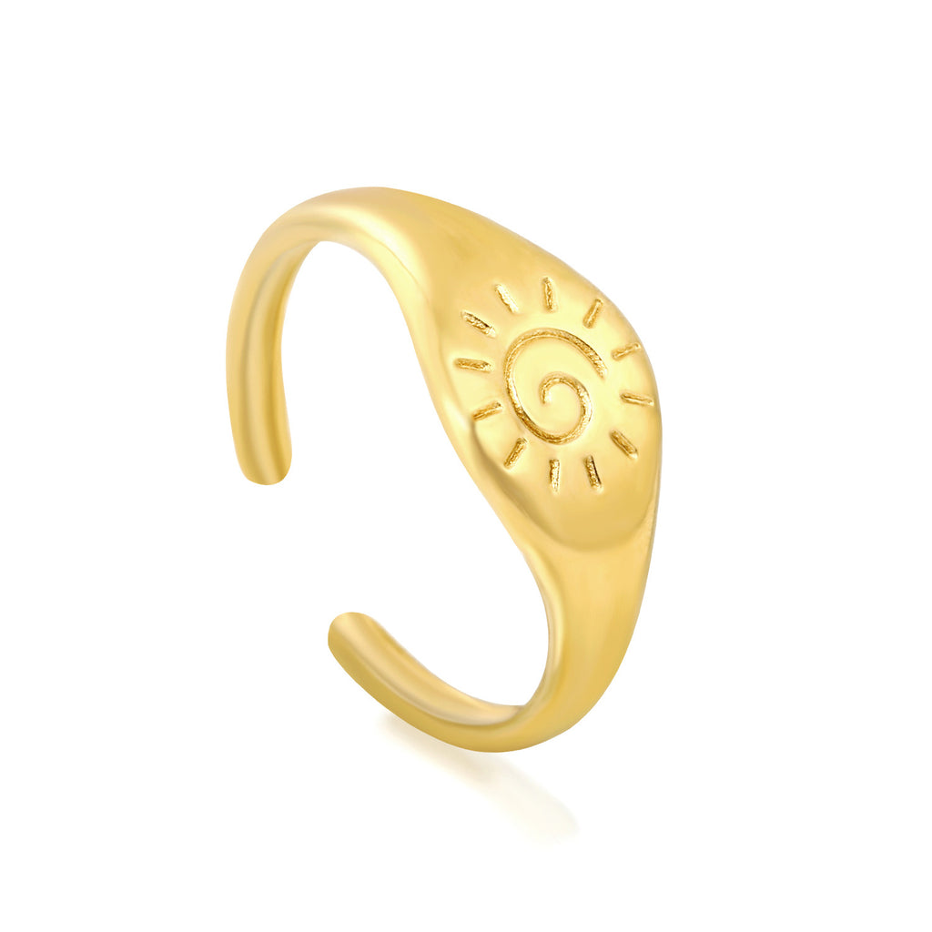 Damen offener Ring mit kunstvollem Sonnenmotiv und geschwungenem Design Shop Nory