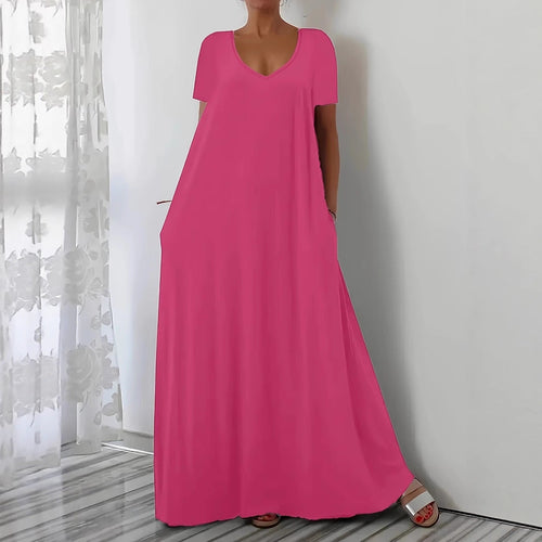 Damen Maxikleid mit U-Ausschnitt und praktischen Taschen