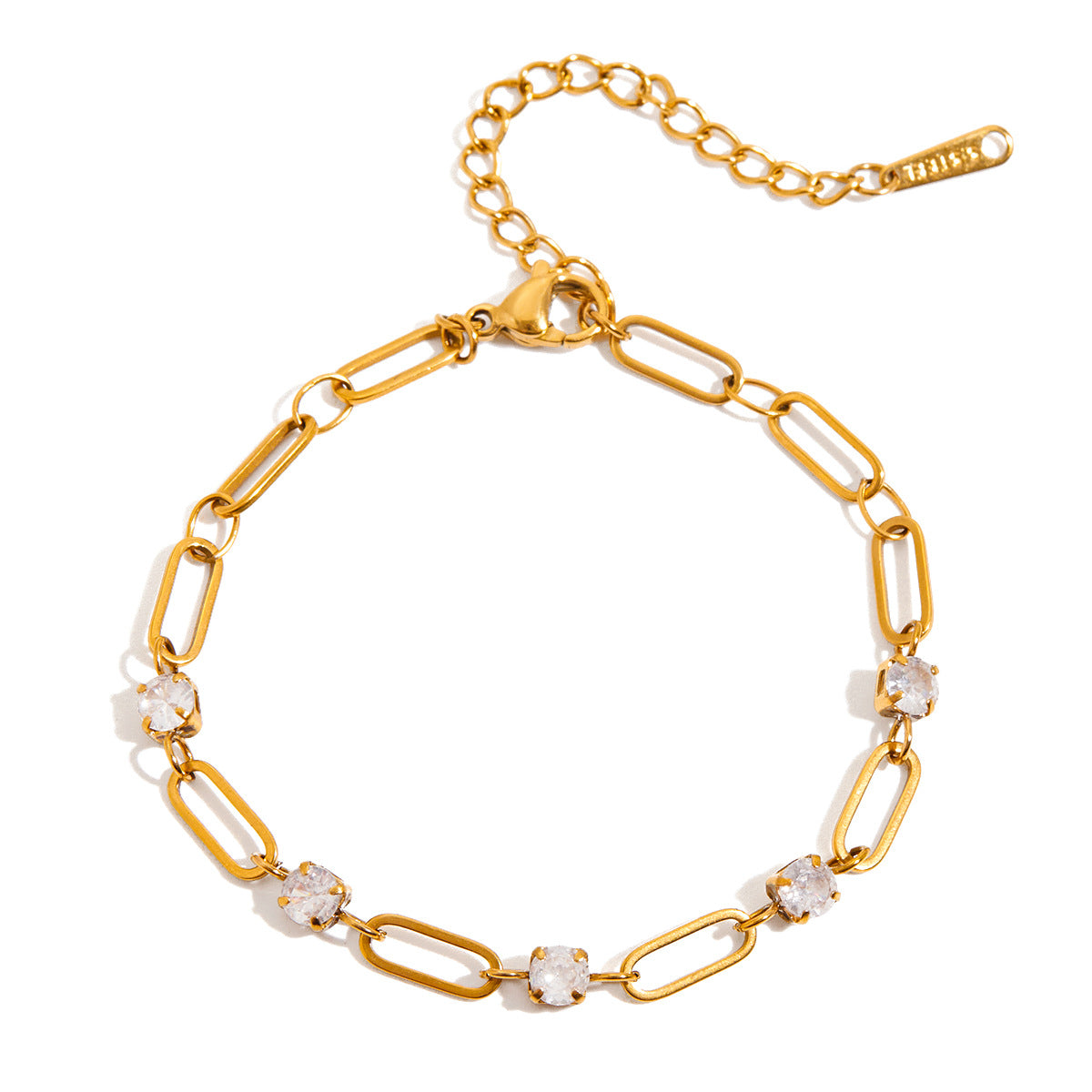 Damen Armband mit elegantem Edelstahl-Design und funkelnden Kristallen Shop Nory