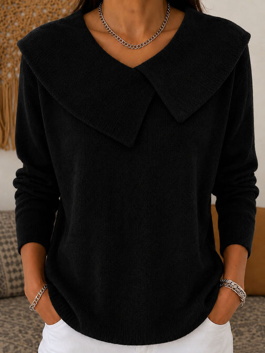 Damen Grobgestrickter Strickpullover mit übergroßem Matrosenkragen Shop Nory