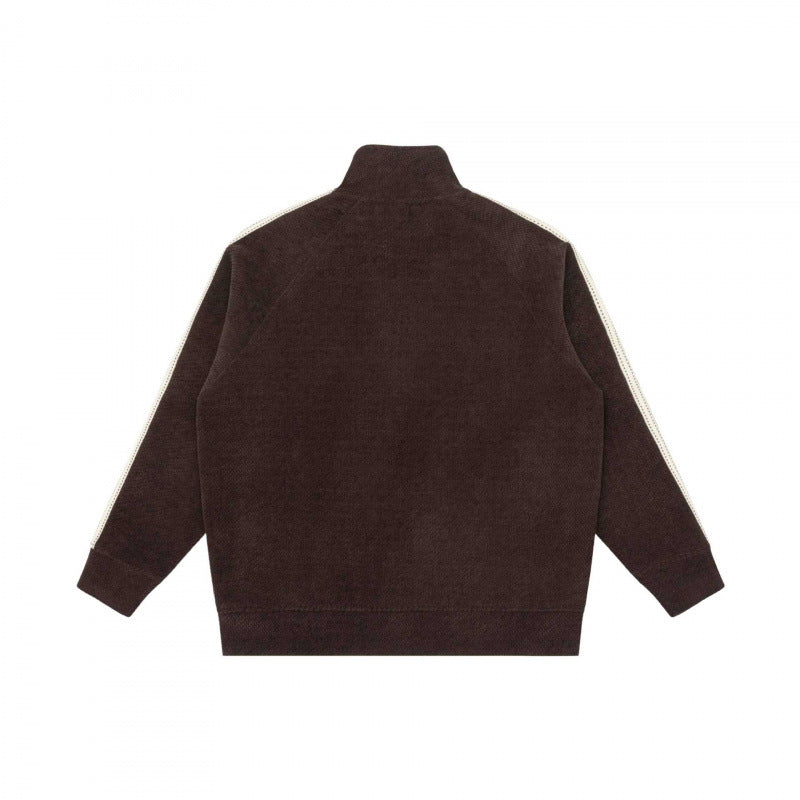 Unisex Oversize-Teddyfleece-Zippjacke mit Stehkragen und Kontraststreifen Shop Nory