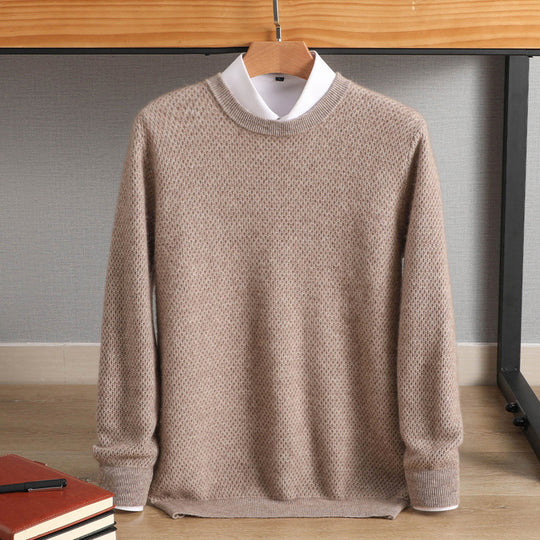 Herren Klassischer Rundhalspullover aus kaschmirähnlichem Wollmix mit feiner Struktur Shop Nory