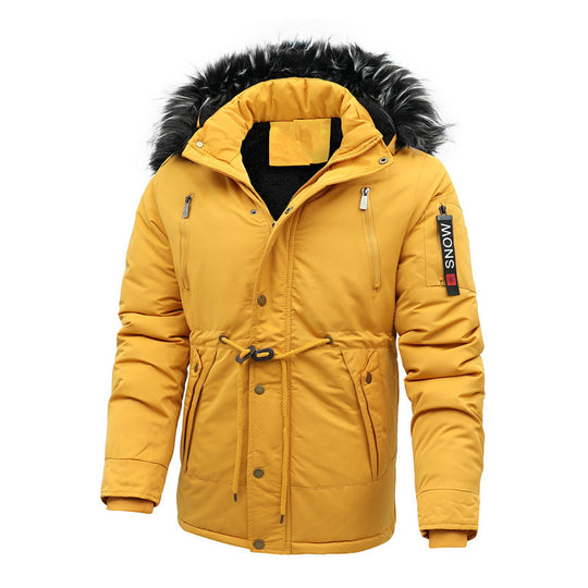 Herren wattierte Parka-Jacke mit Kunstfellkapuze und Taillenzug Shop Nory