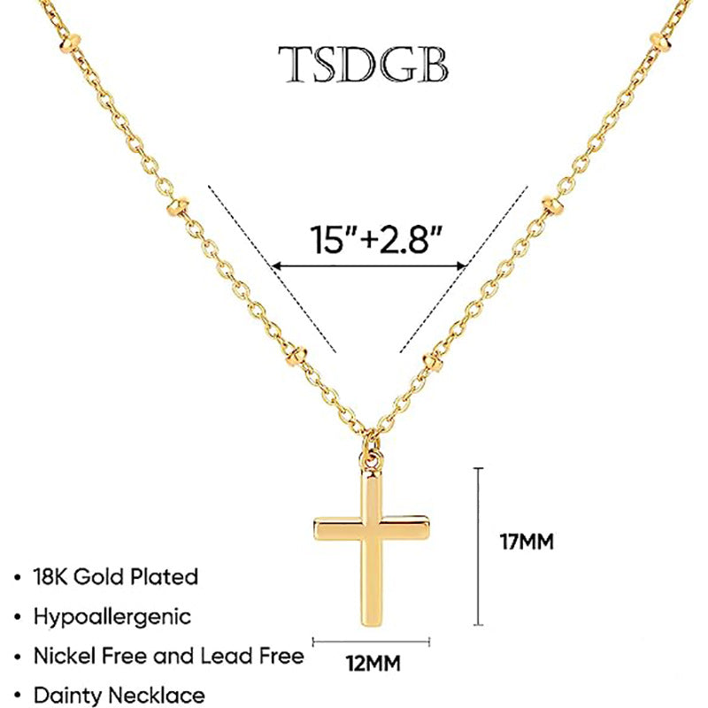 Damen Halskette mit elegantem Kreuzanhänger und feiner Gliederkette Shop Nory