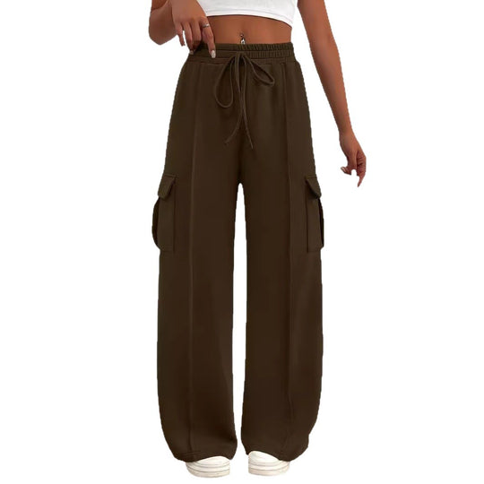 Damen Weite Cargo-Loungehose mit Tunnelzugbund und aufgesetzten Pattentaschen Shop Nory