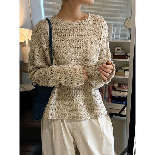 Damen Gehäkelter Oversize-Ajourpullover mit Boot-Ausschnitt Shop Nory