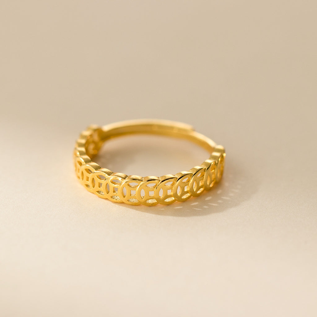 Damen eleganter filigraner Ring mit strukturiertem Muster Shop Nory