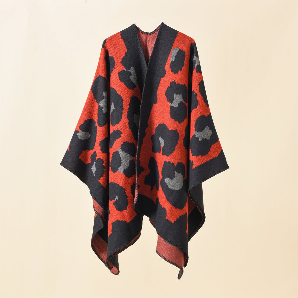 Damen Oversize-Strickruana mit grafischem Jacquard und Zierstich Shop Nory