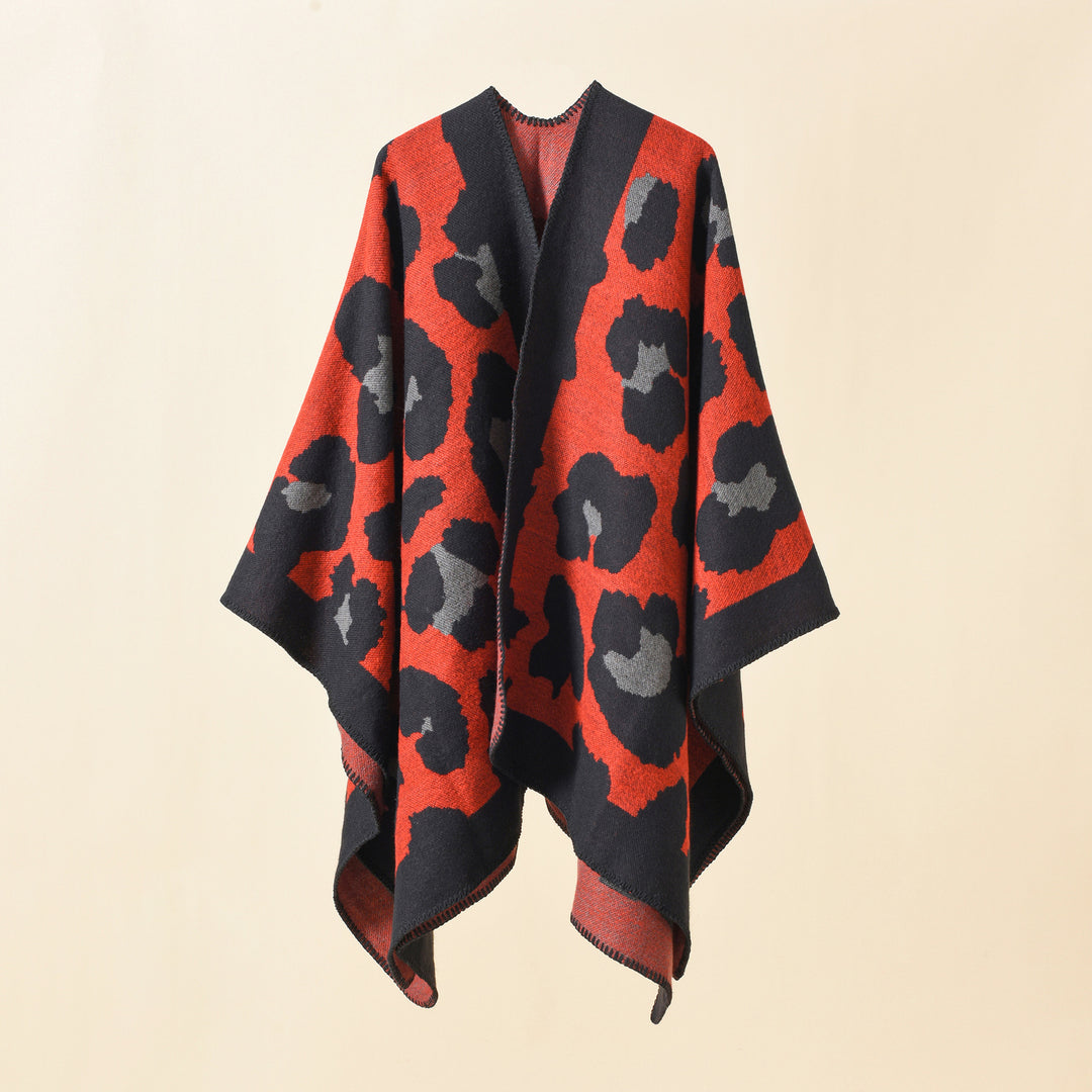 Damen Oversize-Strickruana mit grafischem Jacquard und Zierstich Shop Nory