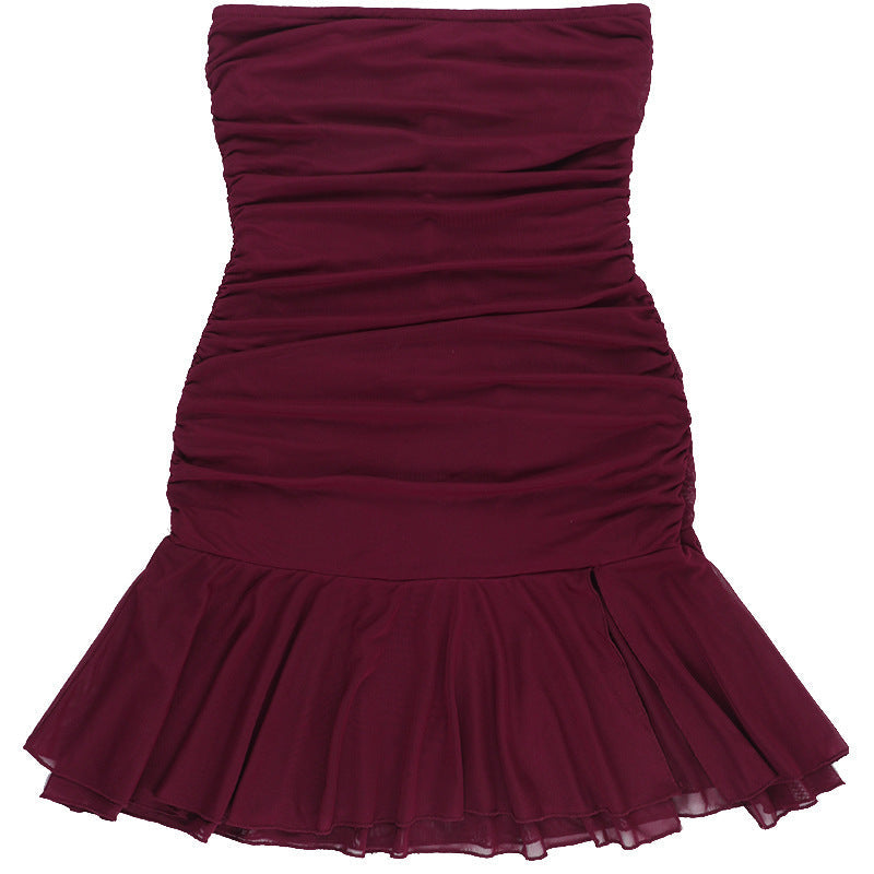 Damen Kleid mit raffiniertem Rüschendetail und seitlichem Schlitz