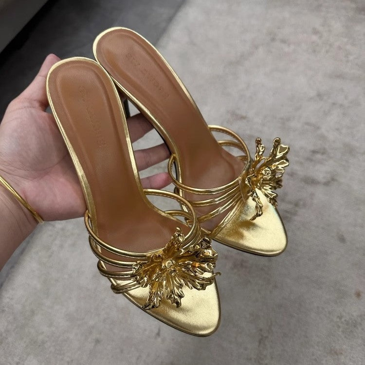 Damen offene High Heel Sandalen mit dekorativem Riemendesign