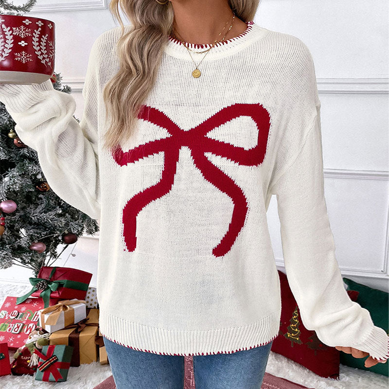 Damen Bequemer Pullover mit Schleifenmuster Shop Nory