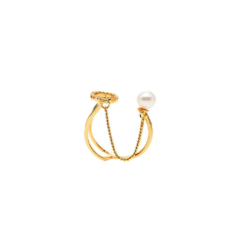 Damen Offener Ring mit elegantem Perlenanhänger Shop Nory