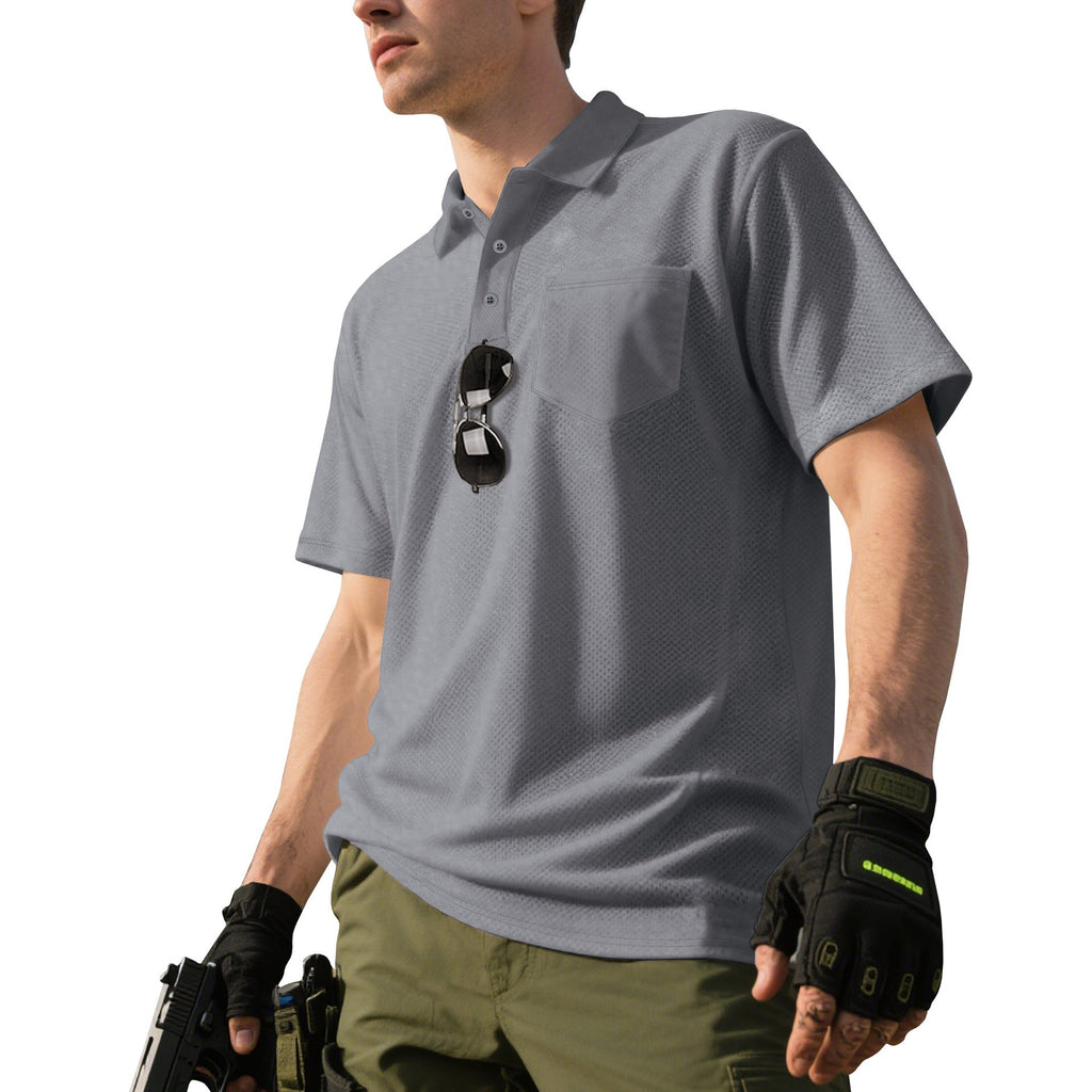 Herren nan funktionelles Kurzarm-Poloshirt mit Brusttasche, eingearbeiteter Stiftlasche und mikroperforierter Belüftung