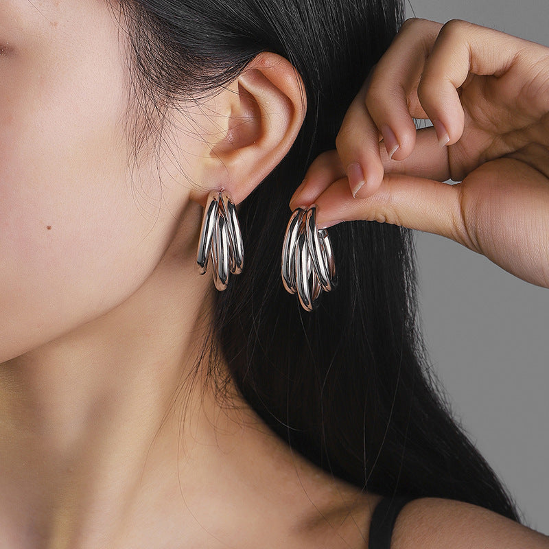 Damen Creolen mit doppeltem Ringdesign Shop Nory