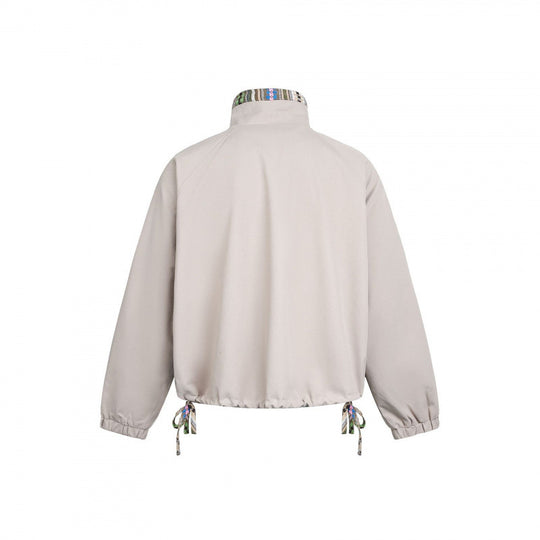 Damen Kurztaillierte Bomberjacke mit Stehkragen und gemustertem Innenfutter Shop Nory