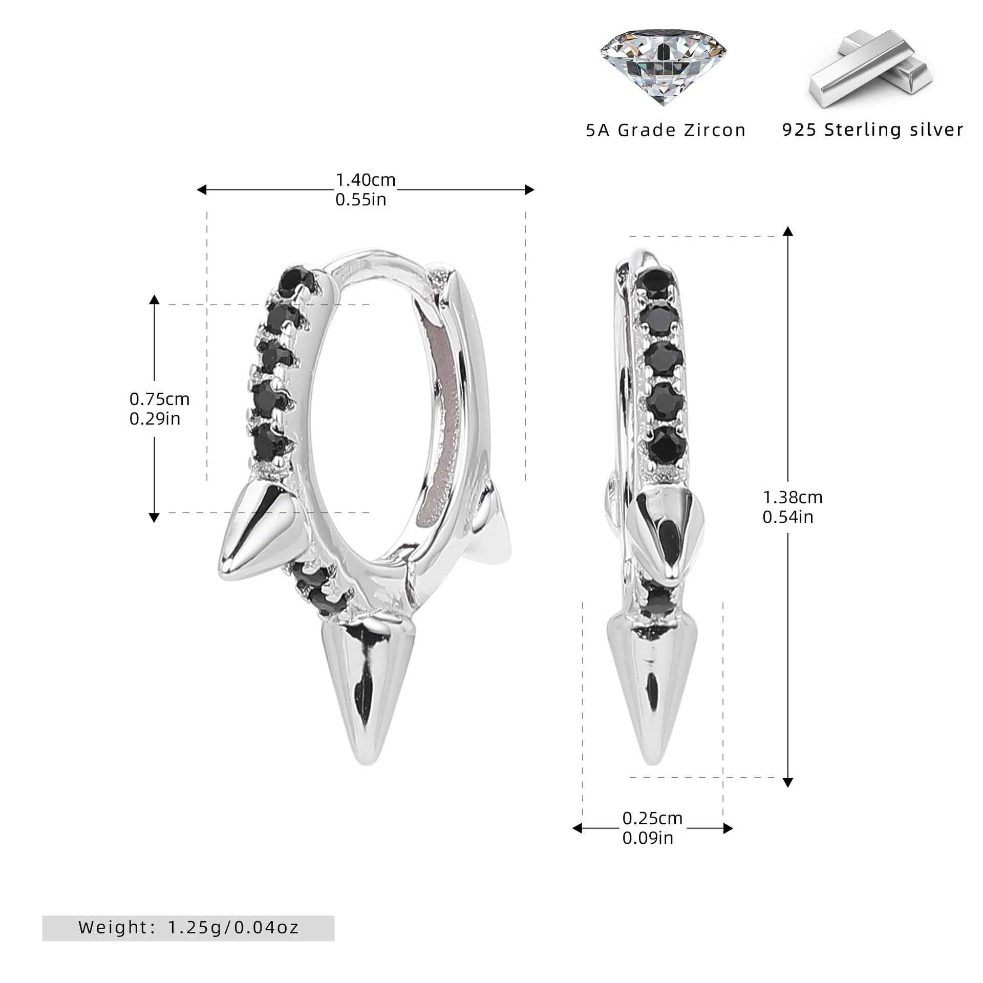 Damen Ohrringe mit spitzem Design und funkelnden Zirkonen Shop Nory