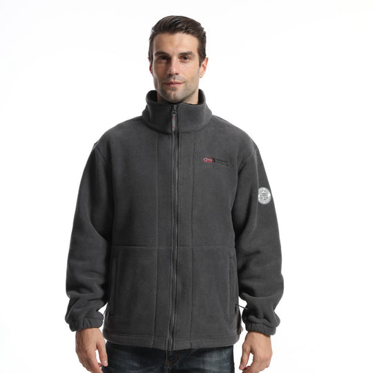 Herren Fleece-Outdoorjacke mit Stehkragen durchgehendem Reißverschluss und elastischen Bündchen Shop Nory
