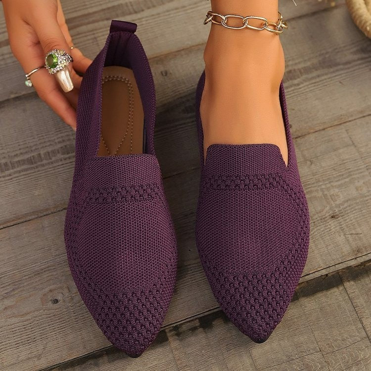 Damen bequeme Slipper mit atmungsaktivem Strickdesign