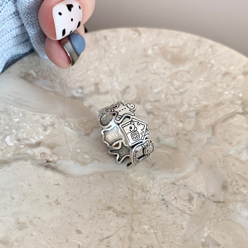 Damen kreativer und verspielter Ring mit tierischen und häuslichen Motiven Shop Nory