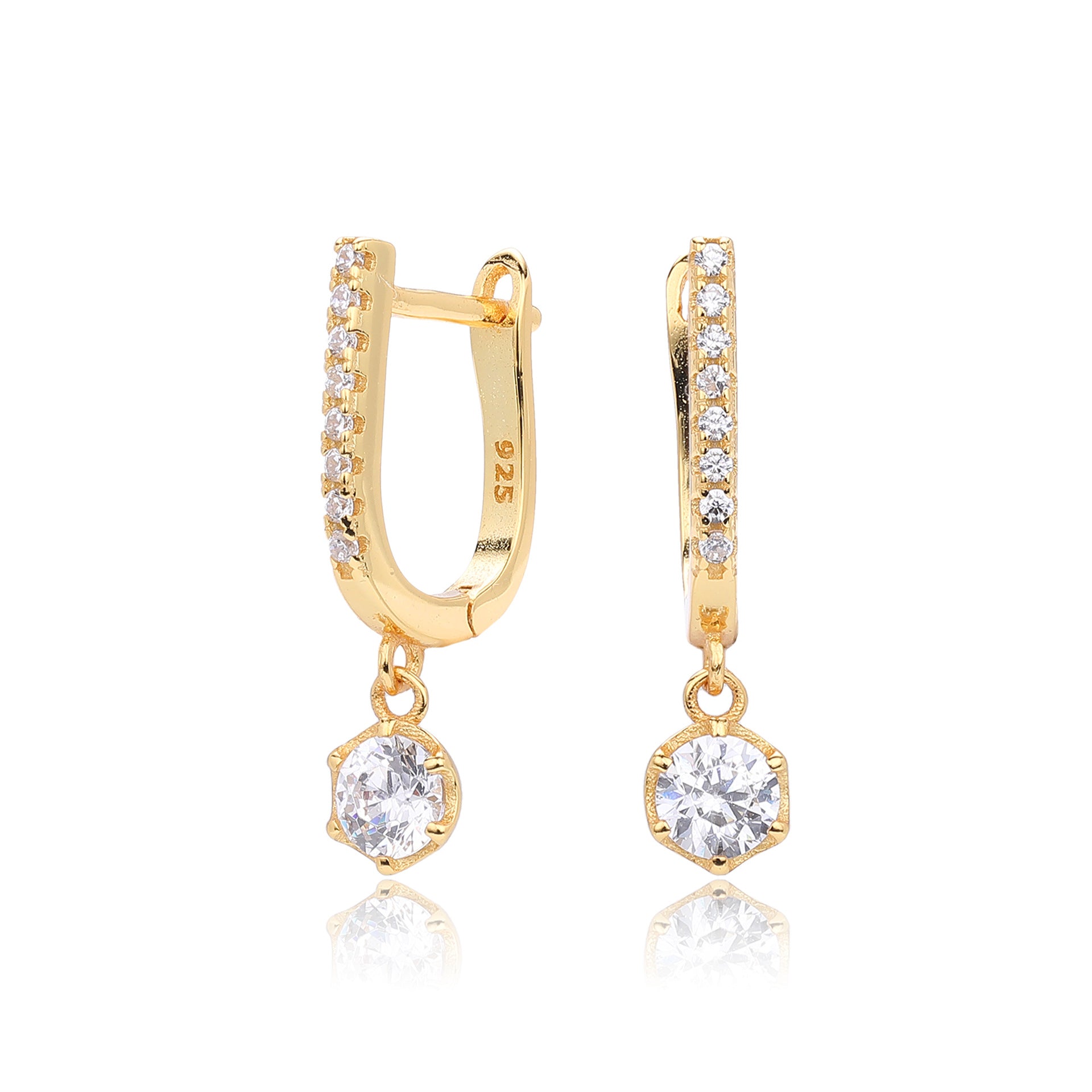 Damen Ohrhänger mit funkelndem Zirkonanhänger aus hochwertigem 925 Sterling Silber Shop Nory