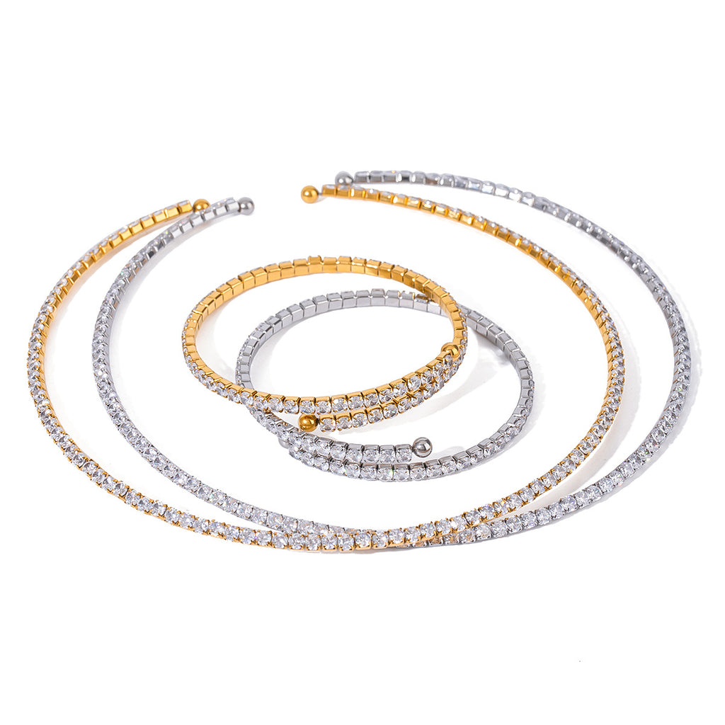 Damen Offenes Armband mit funkelnden Zirkonia-Akzenten Shop Nory