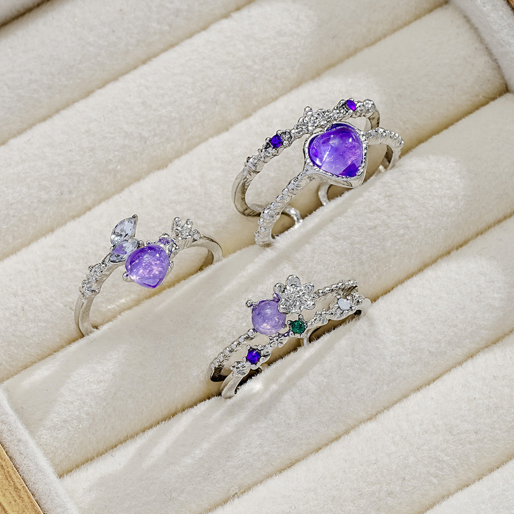 Damen Schmuckring-Set mit kunstvollen Herz- und floralen Designs Shop Nory