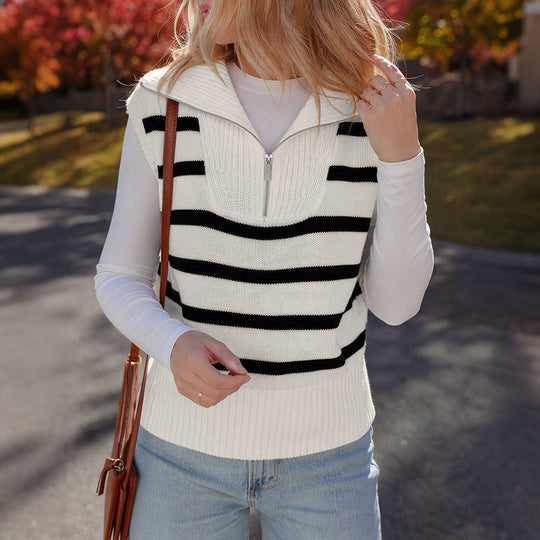Damen Modisches Streifen-Pullover mit kurzem Schnitt Shop Nory