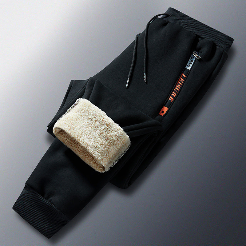Herren Winterliche Fleece-Jogginghose mit Teddyfutter, elastischem Bund und Reißverschlusstaschen Shop Nory