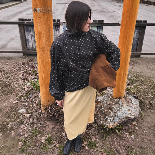 Damen Gepunkteter leichter Windbreaker-Anorak mit Stehkragen und halbem Reißverschluss Shop Nory