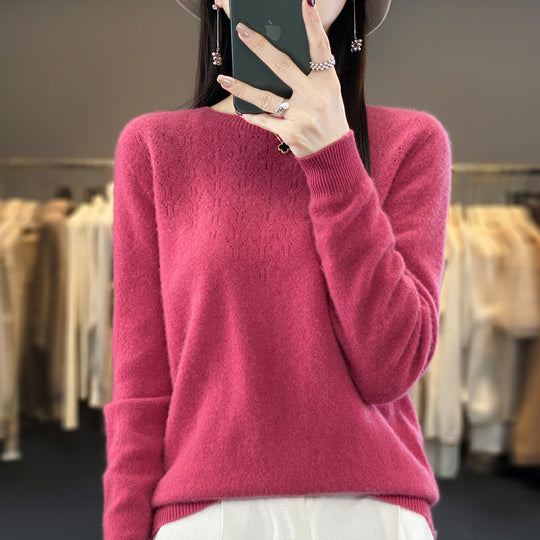 Damen Kuscheliger Midweight Rundhals-Pullover aus Angora-Blend mit feinem Flor und schmalem Bündchen Shop Nory