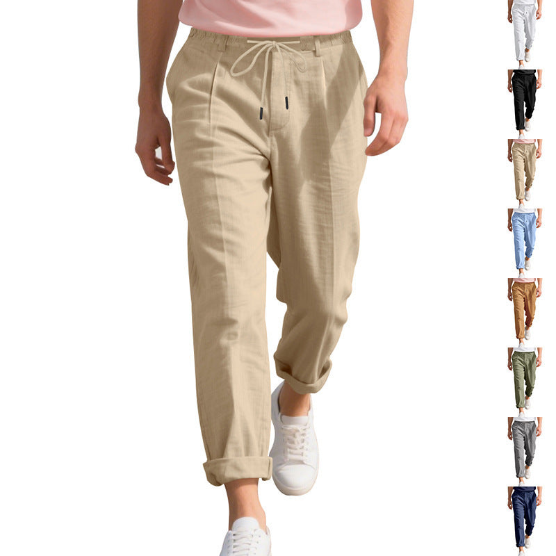 Herren nan sommerliche Chinohose in Leinenoptik mit elastischem Kordelbund Shop Nory