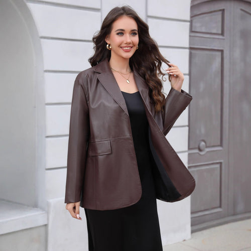 Damen Kunstleder-Blazer im Longline-Schnitt Shop Nory