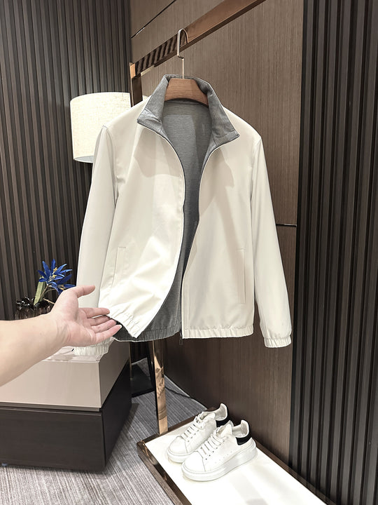 Herren Leichte Reißverschluss-Jacke mit elastischem Saum und kontrastkragen Shop Nory