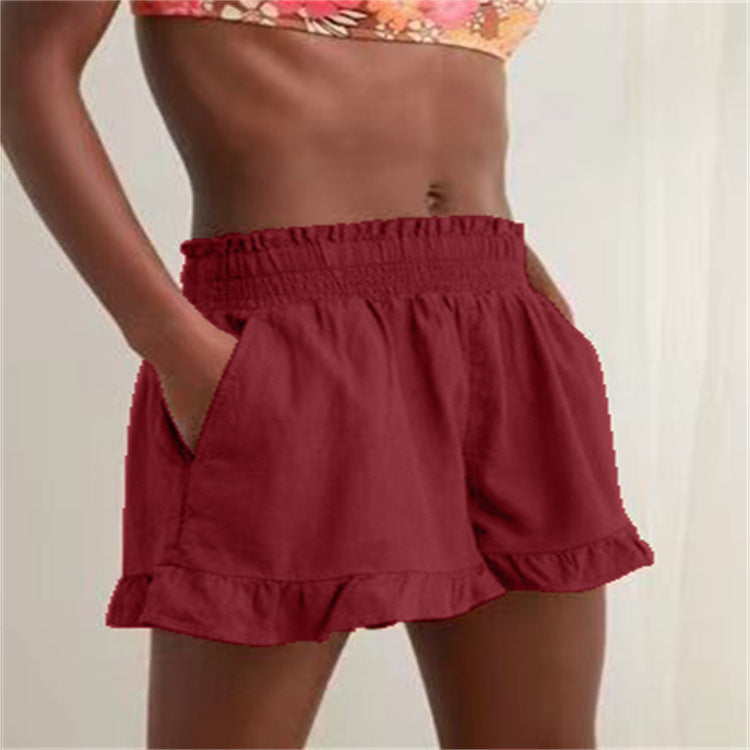 Damen Lockere Shorts mit Volant und Taschen