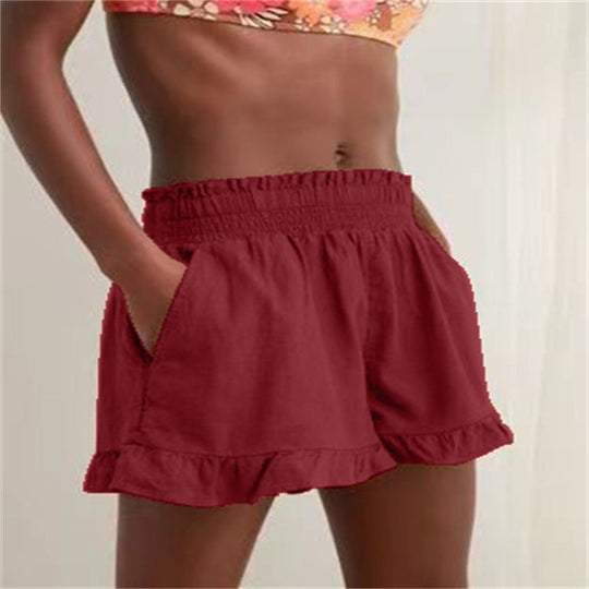 Damen Lockere Shorts mit Volant und Taschen