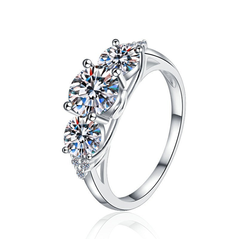Damen zierlicher Dreisteine-Ring mit funkelndem Zirkonia-Besatz Shop Nory