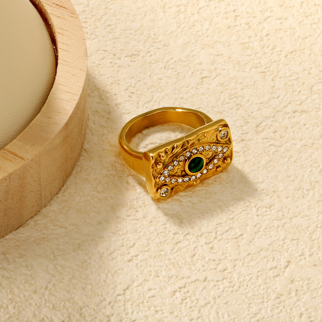 Damen Ring mit kunstvollem Design aus goldplattiertem Edelstahl und Edelstein-Akzenten Shop Nory