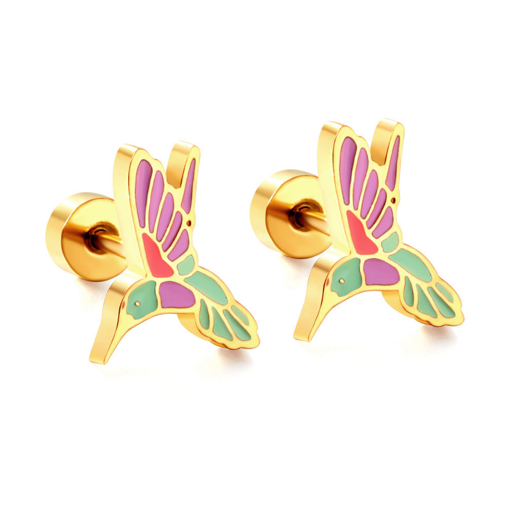 Damen Hängende Ohrringe mit buntem Kolibri-Design Shop Nory