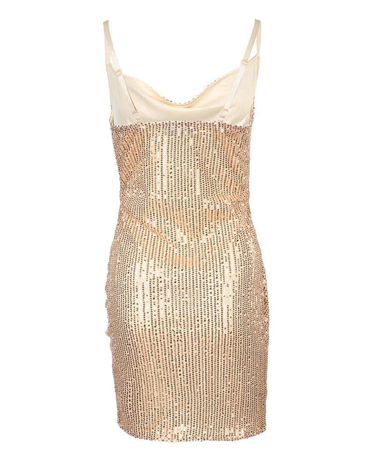 Damen Partykleid mit funkelnden Pailletten und asymmetrischem Schnitt