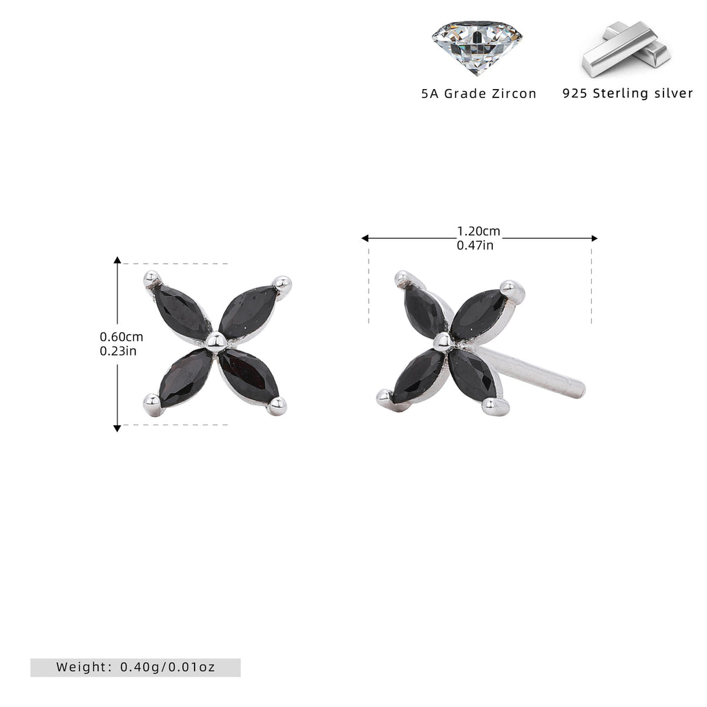 Damen Ohrstecker aus 925 Sterling Silber mit funkelndem Zirkonblüten-Design Shop Nory