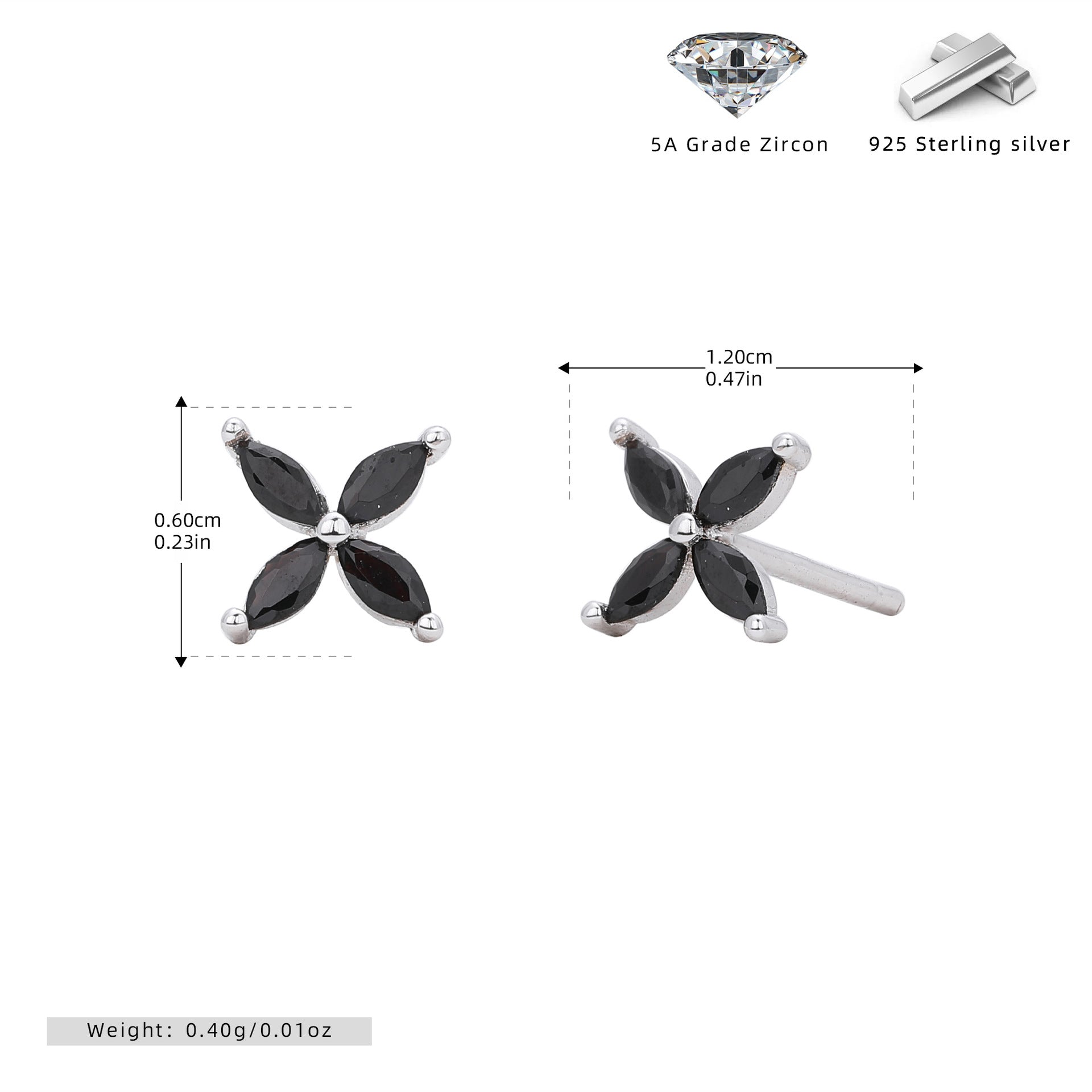 Damen Ohrstecker aus 925 Sterling Silber mit funkelndem Zirkonblüten-Design Shop Nory