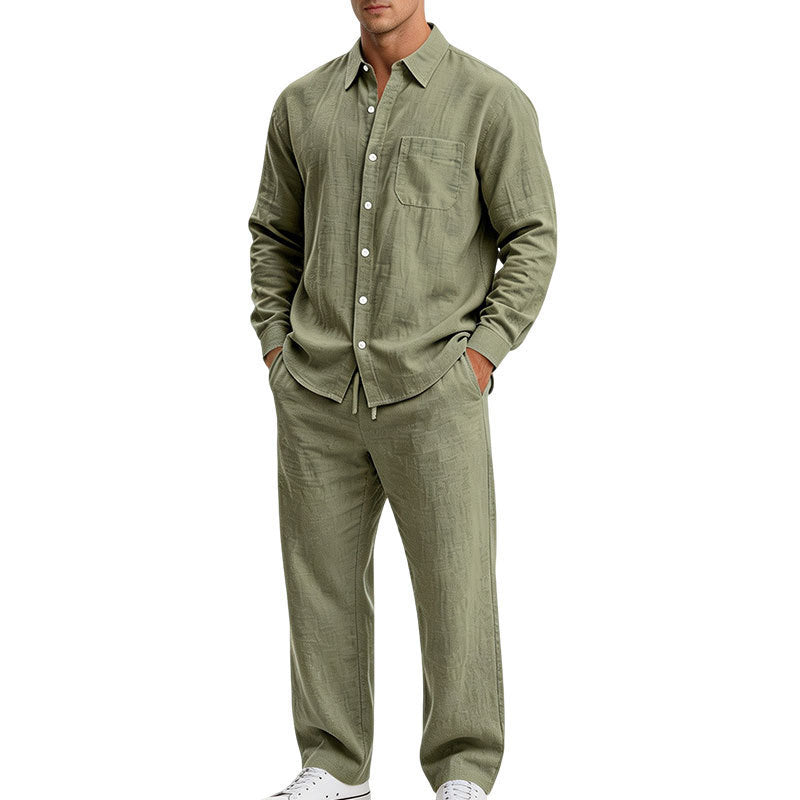Herren Entspanntes Zweiteiliges Lounge-Set aus Strukturjersey mit Hemdkragen Shop Nory