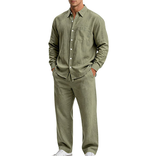 Herren Entspanntes Zweiteiliges Lounge-Set aus Strukturjersey mit Hemdkragen Shop Nory