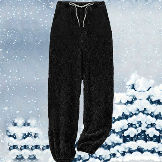 Damen nan kuschelige Sherpa-Fleece Loungehose mit Kordelzug, hoher Taille und elastischen Bündchen Shop Nory